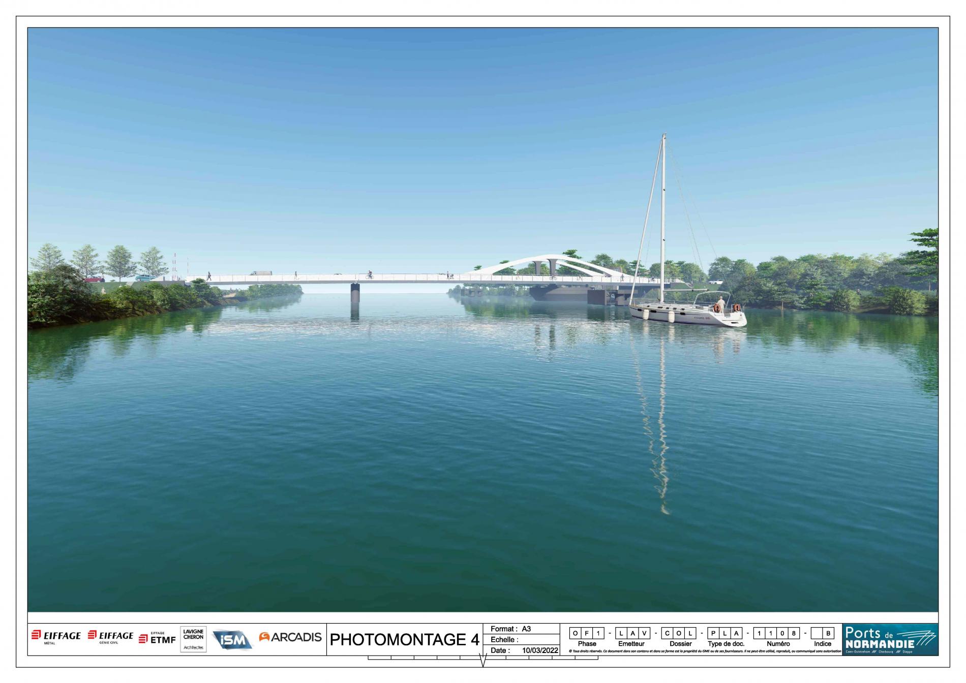 Vue prospective du pont de Colombelles